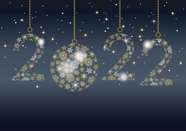 Vector Background With A Decorative Logo Composed Of Snowflakes Celebrating The Year 2022