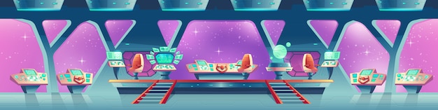 Vector background with interior of spaceship