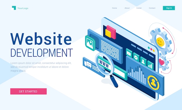 Vector banner of website development