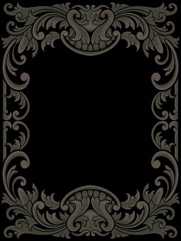 Vector beautiful ornament frame with carving style