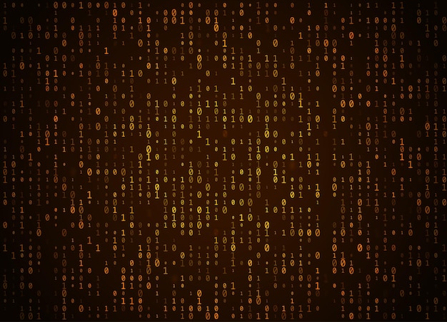 ベクトルバイナリコード​の​黄金​の​背景​。​ビッグ​データ​と​プログラミング​の​ハッキング​、​詳細な​復号化​と​暗号化​、​コンピューターストリーミング​数​1​,​0​。​コーディング​または​ハッカー​の​概念​。
