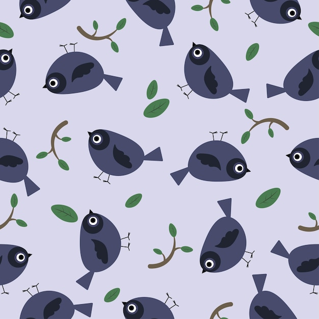 Premium Vector | Vector bird branch seamless pattern