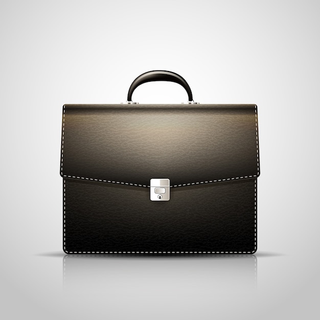 Vector Black Brief case with leather