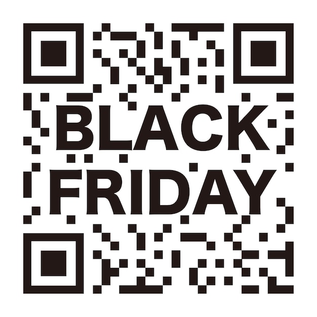 Vettore gratuito vector black friday qr code con logo black friday isolato su sfondo bianco