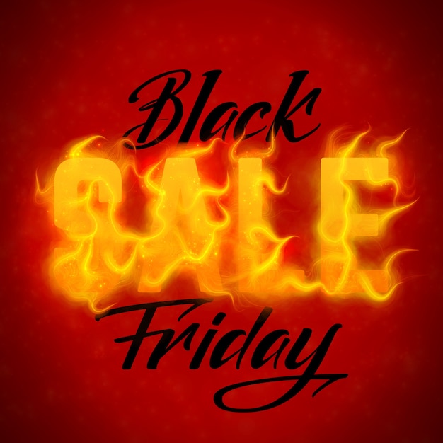 Free vector vector black friday sale text with orange fire flames background