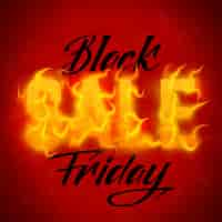 Free vector vector black friday sale text with orange fire flames background