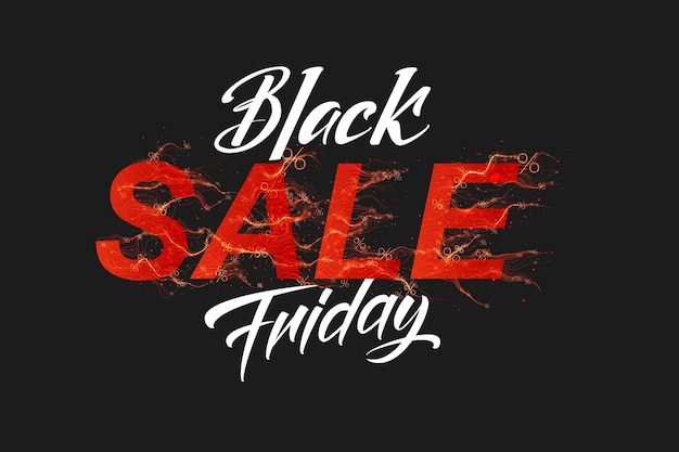 Vector Black Friday Sale text with red fire flames background