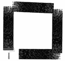 Free vector vector black square grunge texture frame painted with a paint roller isolated on a white background.