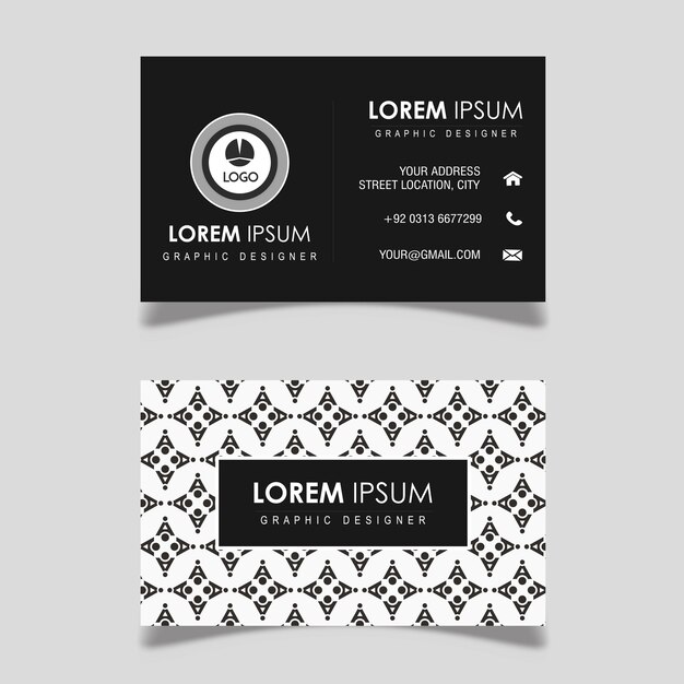 Vector Black and White Geometric Pattern Business Card