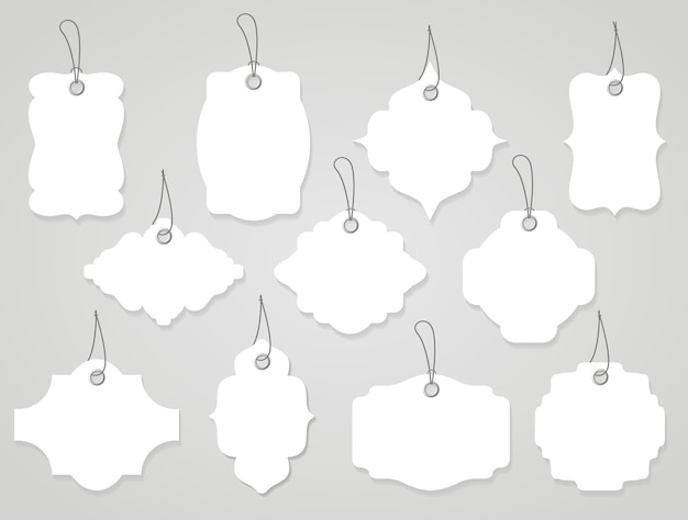 Free vector vector blank labels or tags white with ropes