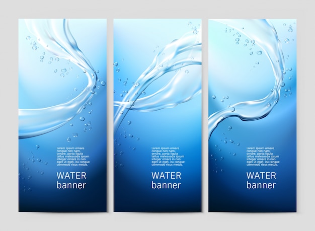 Free vector vector blue background with flows and drops of crystal clear water