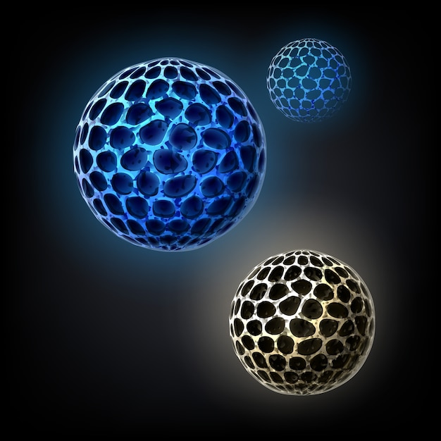 Бесплатное векторное изображение Концепция вектор синие бактериальные клетки заделывают, изолированные на черном фоне