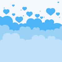 Бесплатное векторное изображение Вектор голубое облако сердце пастельный фон