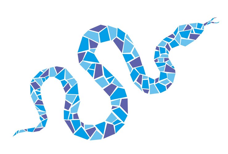 Free Vector vector blue mosaic snake on a white background year of the snake chinese zodiac symbol