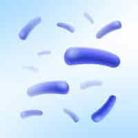 Free vector vector blue rod-shaped bacilli bacteria flying chaotically in white space