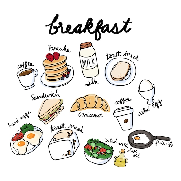 Free vector vector of breakfast collection