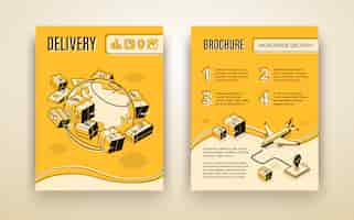 Free vector vector brochure template for worldwide shipping, air delivery