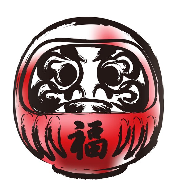 vector brushstroke dharma illustration - an auspicious japanese item. (text translation - fortune)