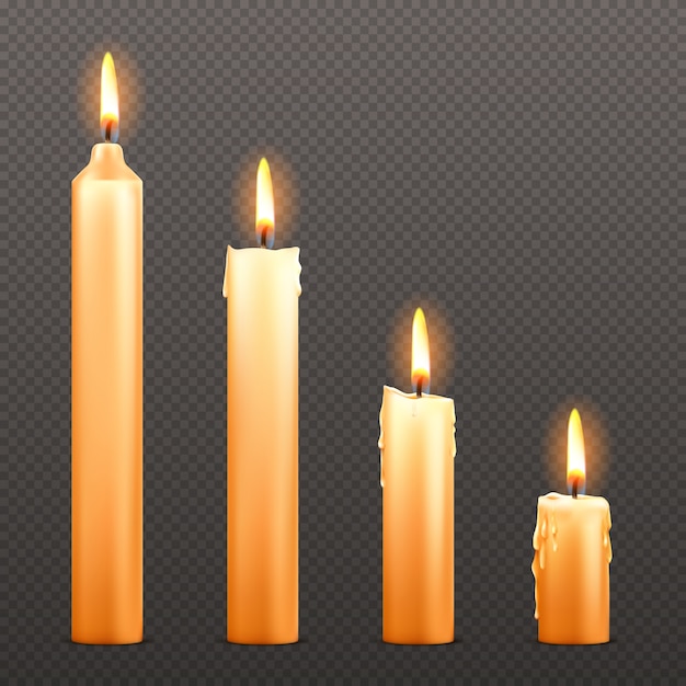 Vector burning candles different sizes