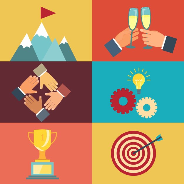 vector business leadership illustrations about striving for success in modern flat style