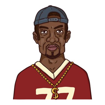 Vector cartoon character - afroamerican man in hip-hop outfit. subcultures portrait