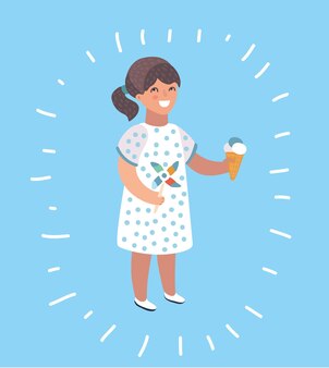 かわいい女の子のアイスクリームのイラスト プレミアムベクター かわいい女の子のアイスクリームのイラスト プレミアムベクター