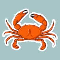 Free vector vector cartoon sticker crab hand drawn vintage clipart