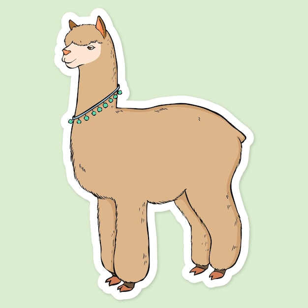 Free vector vector cartoon sticker lama hand drawn clipart