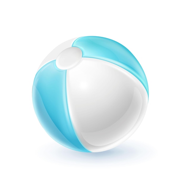 Бесплатное векторное изображение Иконка векторного мультяшного стиля синий и белый пляжный мяч изолированный