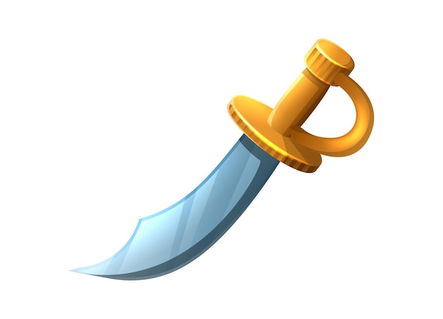 Free vector vector cartoon style icon illustration pirate sword with golden handle