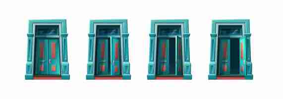 Free vector vector cartoon style icon illustrations sprite animation for 2d game open old mansion door and sta