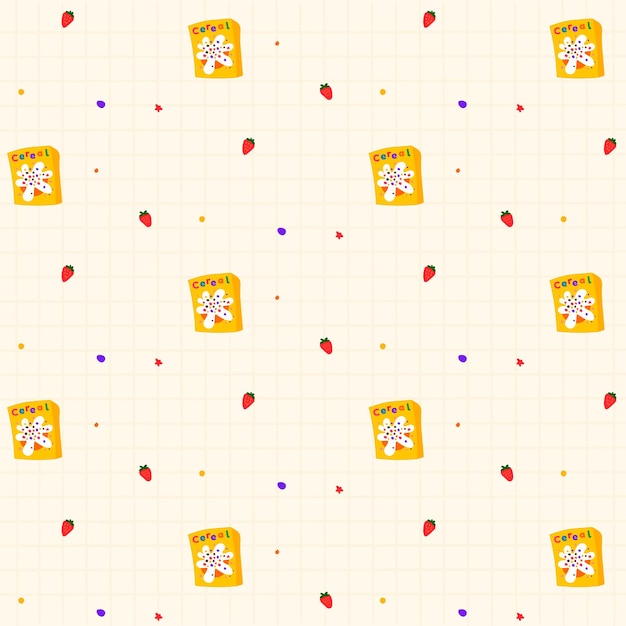 Free Vector vector cereal strawberry seamless pattern background