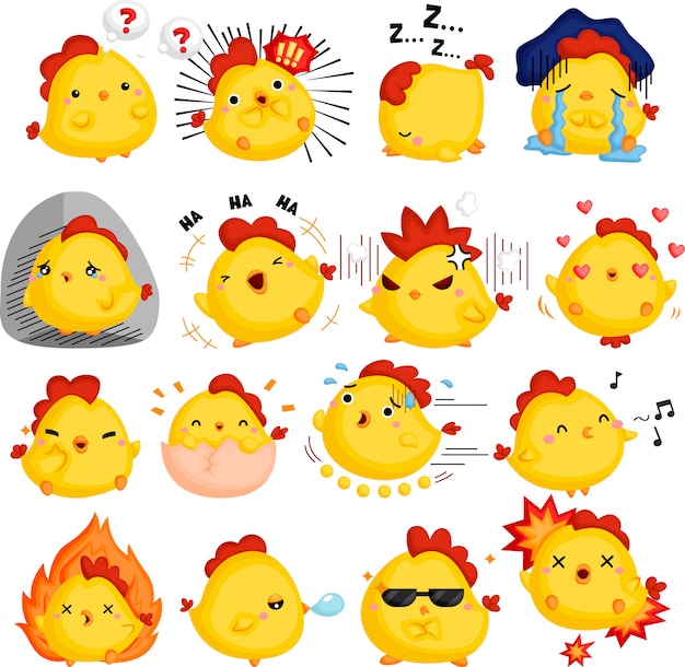 Free vector a vector of chickens full of emotions