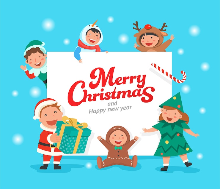 Free Vector vector christmas characters and animals icon set isolated. santa claus, snowman, reindeer, elf, gingerbread in cartoon flat style. christmas cutout element for holiday cards, invitation,  website.