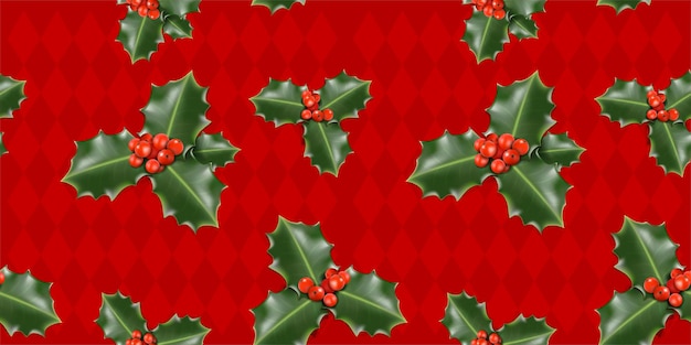 Free Vector | Vector christmas mistletoe pattern on red background