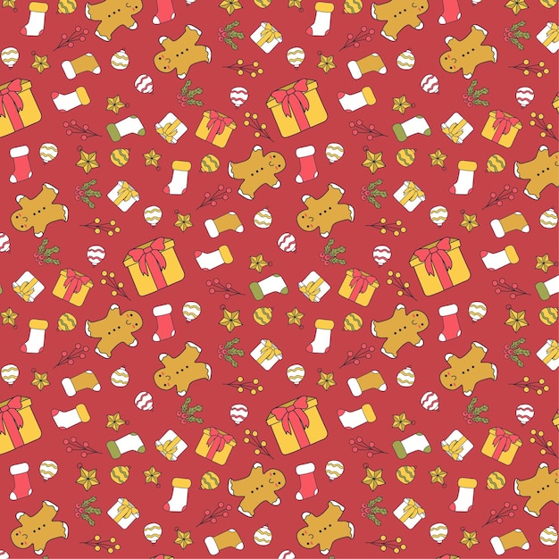 Free vector vector christmas pattern on red background