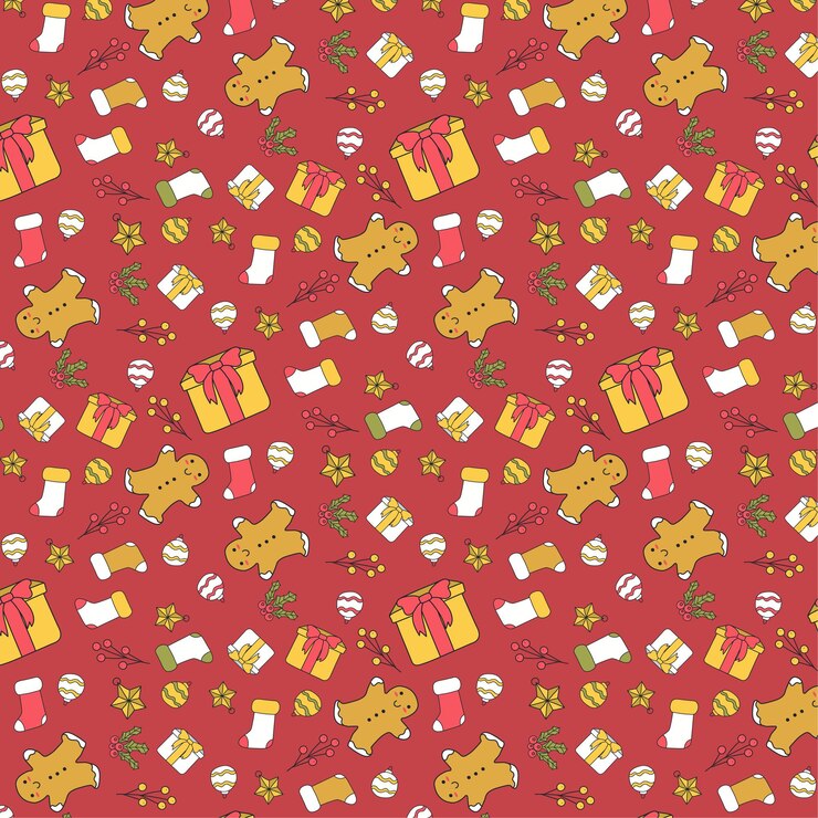 Free Vector vector christmas pattern on red background
