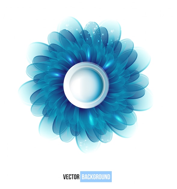 Vector chrysanthemum blue flower vector card.