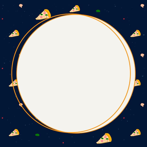 Vector circle frame on pizza pattern background