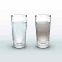 Free vector vector clean and dirty water in glass isolated on light background