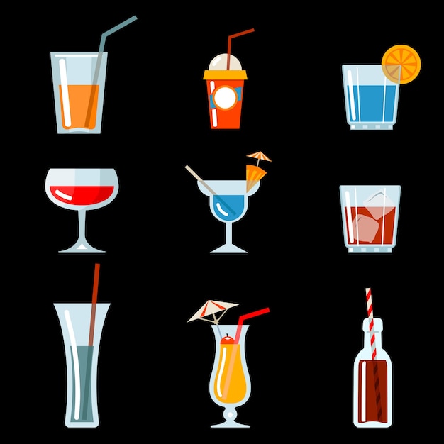 Vector cocktail icons for cocktail party menu design