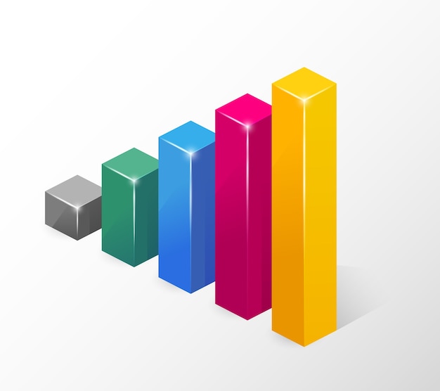 Vector Colored Bar Chart  Emphasizing Growth  Isolated