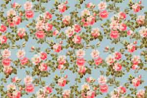 Free vector vector colorful wild rose flower pattern vintage  background