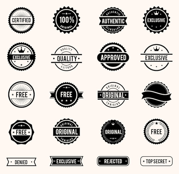 Free vector vector commercial stamps set in vintage style for business and design