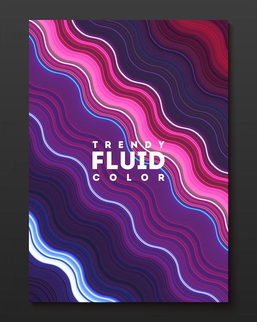 Vector cover design template with gradient color warped lines.