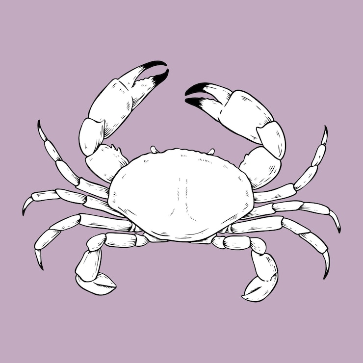 무료 Vector 벡터 게 빈티지 흑백 클립 아트