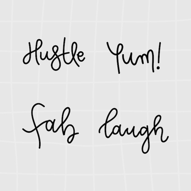 Vector cursive fun words typography set