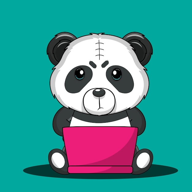 Vector cute baby cartoon panda icon vector