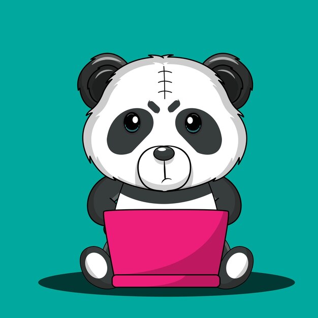 Vector cute baby cartoon panda icon vector