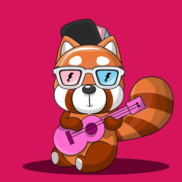 Free vector vector cute baby cartoon red panda in pirate costume